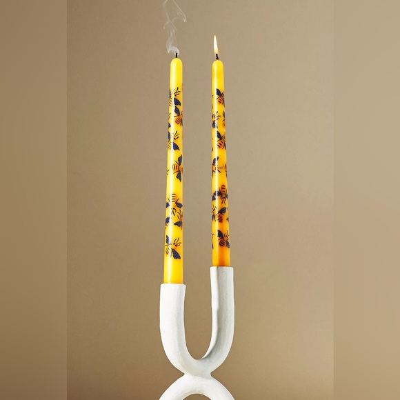 Anthropologie Other - Anthropologie Garden Taper Candles Bees Golden Yellow Set of 2 NWT Spring